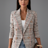 Blazer femme ajusté texturé à revers, sans fermeture