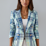 Blazer femme ajusté texturé à revers, sans fermeture