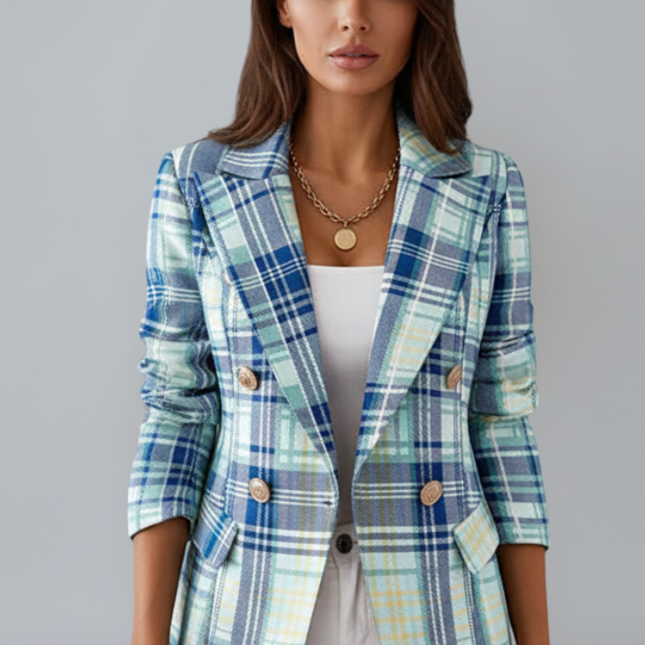 Blazer femme ajusté texturé à revers, sans fermeture