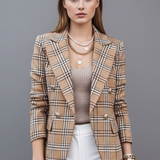Blazer femme ajusté texturé à revers, sans fermeture