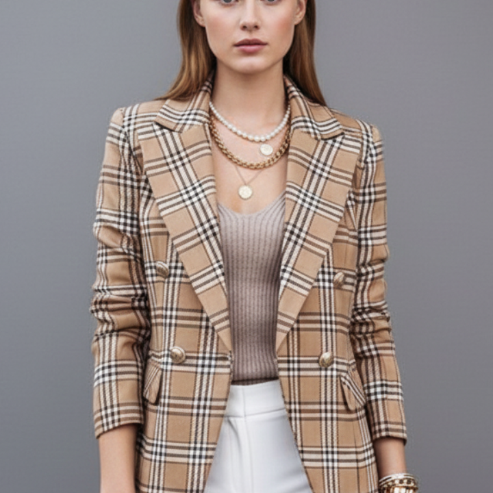 Blazer femme ajusté texturé à revers, sans fermeture