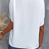 Blouse Fluide Col V Manches Courtes Élégance Minimaliste