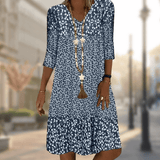 Robe Femme Imprimée Col V – Robe Midi Décontractée