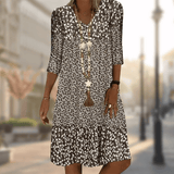 Robe Femme Imprimée Col V – Robe Midi Décontractée