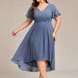 Robe midi portefeuille plissée à manches volantées