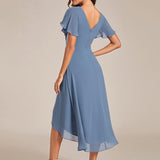 Robe midi portefeuille plissée à manches volantées