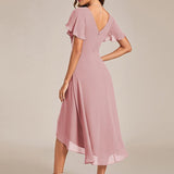 Robe midi portefeuille plissée à manches volantées