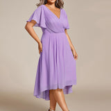 Robe midi portefeuille plissée à manches volantées