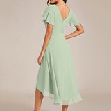 Robe midi portefeuille plissée à manches volantées