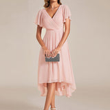 Robe midi portefeuille plissée à manches volantées