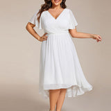 Robe midi portefeuille plissée à manches volantées