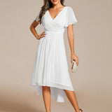 Robe midi portefeuille plissée à manches volantées