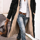 Manteau Long Réversible Capuche Doublure Chaude Hiver