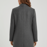 Manteau long en laine ajusté à col montant boutonné
