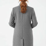 Manteau long en laine ajusté à col montant boutonné