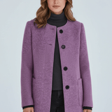 Manteau long en laine ajusté à col montant boutonné