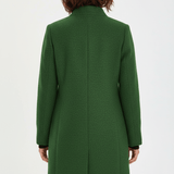 Manteau long en laine ajusté à col montant boutonné