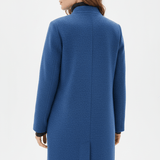 Manteau long en laine ajusté à col montant boutonné