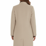 Manteau long en laine ajusté à col montant boutonné
