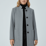 Manteau long en laine ajusté à col montant boutonné
