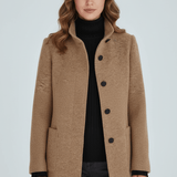 Manteau long en laine ajusté à col montant boutonné