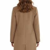 Manteau long en laine ajusté à col montant boutonné