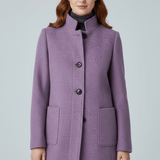 Manteau long en laine ajusté à col montant boutonné