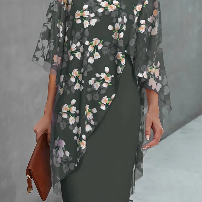 Robe Femme Élégante Fleurie – Robe Midi Chic