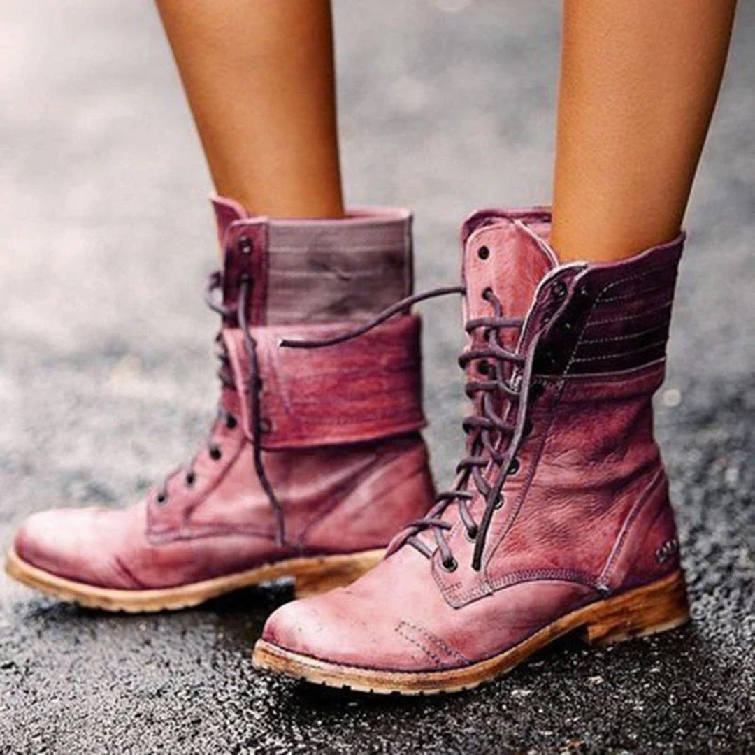 Bottes Vintage Lacets Fermeture Zip Semelle Robuste Style Urbain