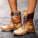 Bottes Vintage Lacets Fermeture Zip Semelle Robuste Style Urbain