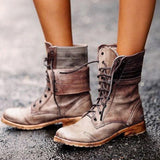 Bottes Vintage Lacets Fermeture Zip Semelle Robuste Style Urbain