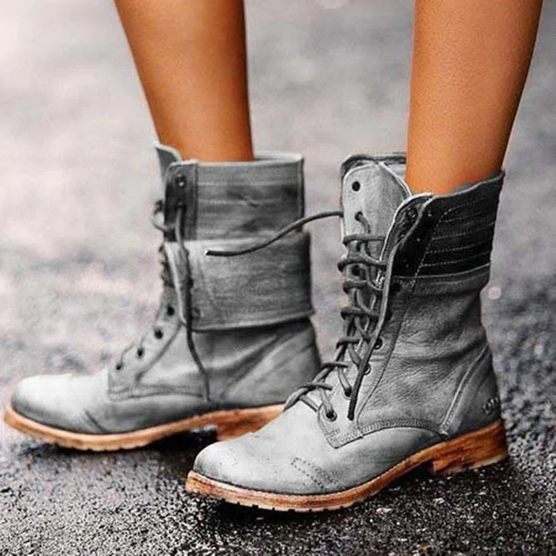 Bottes Vintage Lacets Fermeture Zip Semelle Robuste Style Urbain