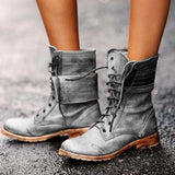 Bottes Vintage Lacets Fermeture Zip Semelle Robuste Style Urbain