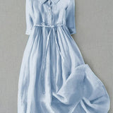 Robe Midi à Col V Noué