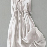 Robe Midi à Col V Noué