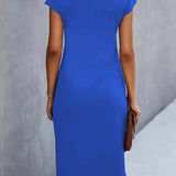 Robe Midi Femme Froncée à Col Rond