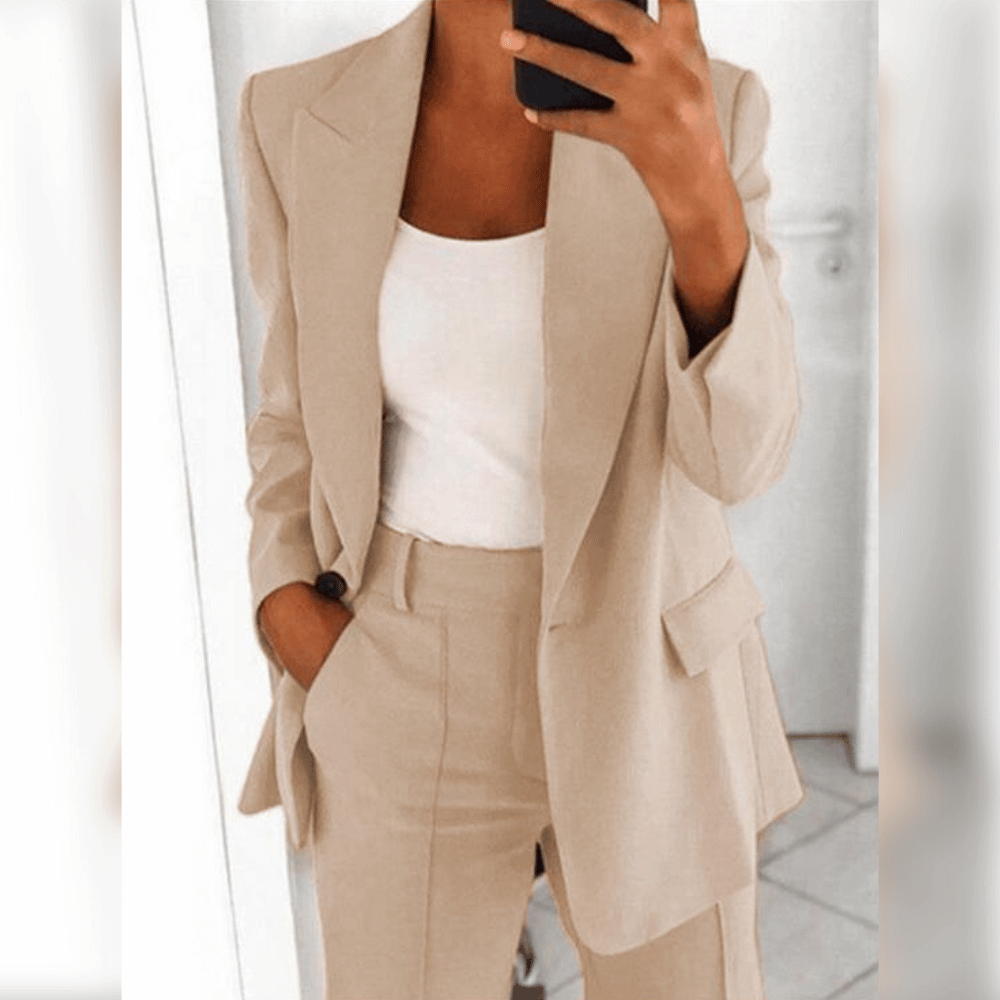 Ensemble Tailleur Femme Blazer Ajusté Pantalon Chic