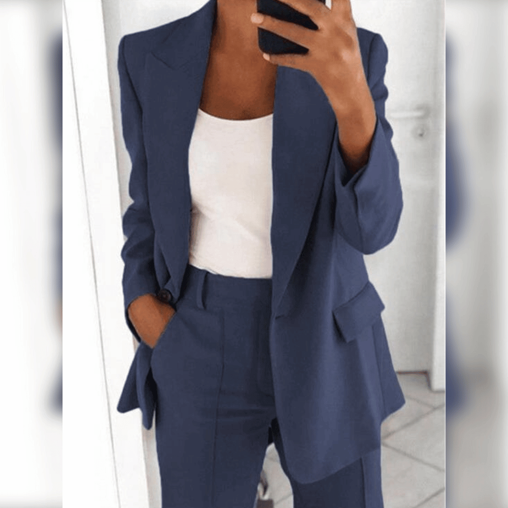 Ensemble Tailleur Femme Blazer Ajusté Pantalon Chic