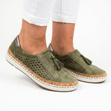 Chaussures femme à enfiler en maille, semelle rembourrée