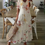 Robe Longue Fleurie à Col V