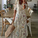 Robe Longue Fleurie à Col V
