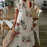 Robe Longue Fleurie à Col V