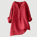 Blouse Unie à Col V Boutonné