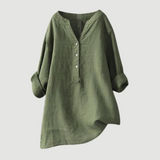 Blouse Unie à Col V Boutonné