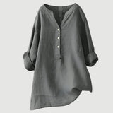Blouse Unie à Col V Boutonné