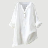 Blouse Unie à Col V Boutonné