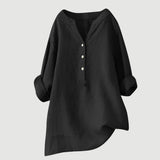Blouse Unie à Col V Boutonné