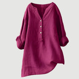 Blouse Unie à Col V Boutonné