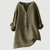 Blouse Unie à Col V Boutonné