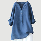 Blouse Unie à Col V Boutonné